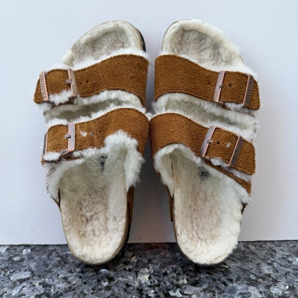 Birkenstock Arizona Shearling-Lined Sandals Size 38 EU/ Ladies 7